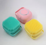 pet brushes bath massage brush shampoo dispenser dog grooming silicone