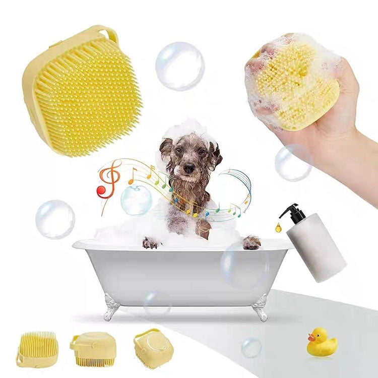 pet brushes bath massage brush shampoo dispenser dog grooming silicone